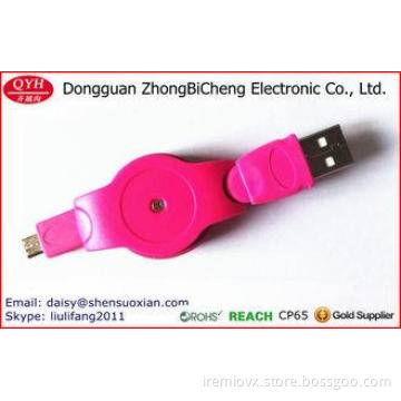 USB Colorful Retractable Micro Battery Charger Data Cable F